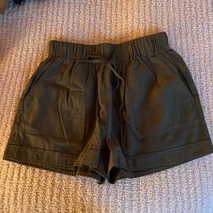 Army green drawstring shorts, never worn, brand new without tags
